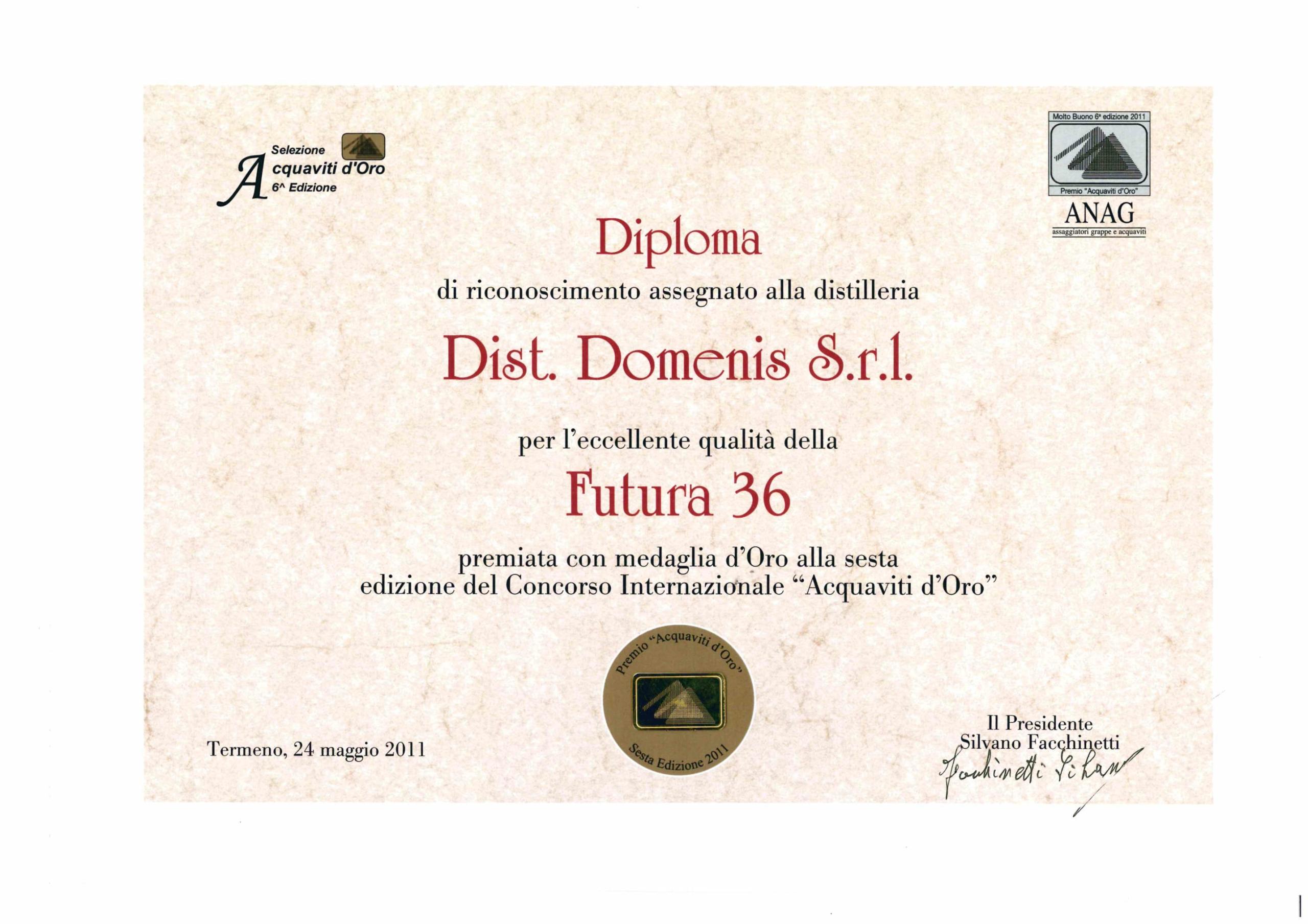 Acquaviti D’oro – FUTURA 36 Medaglia d’oro