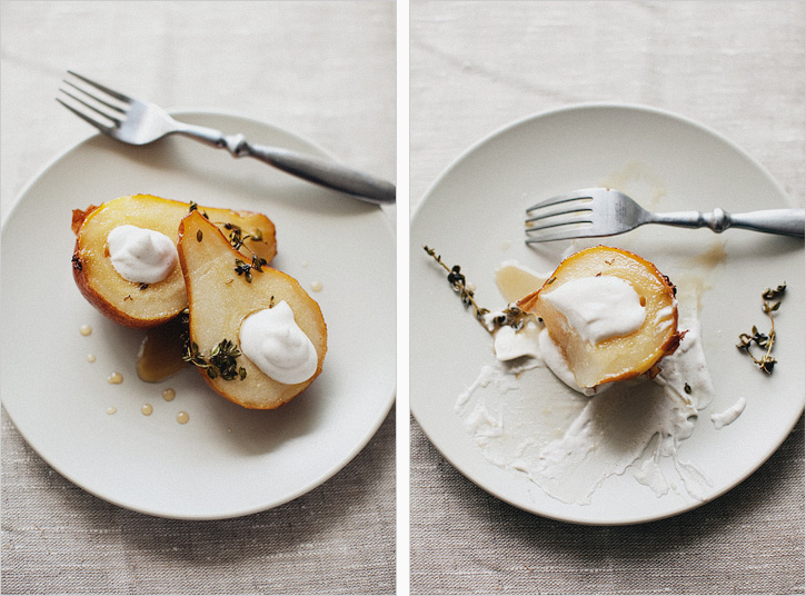 Roasted pears with Futura12 and coconut whipped cream