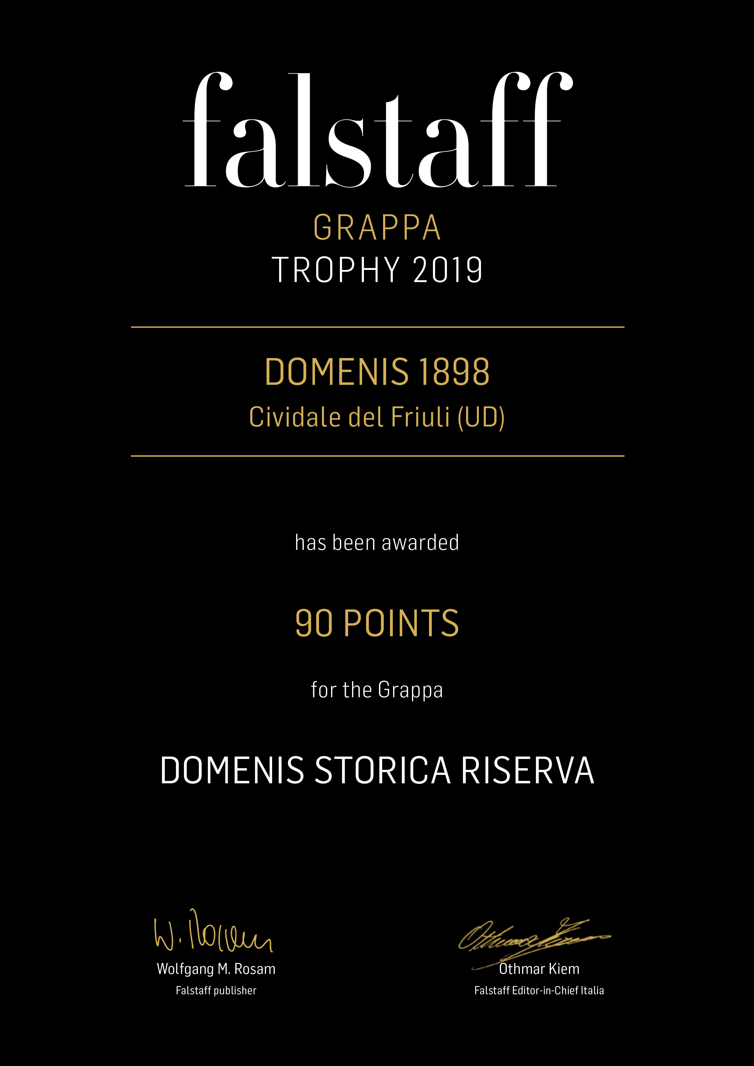 FALSTAFF GRAPPA TROPHY 2019 – STORICA RISERVA