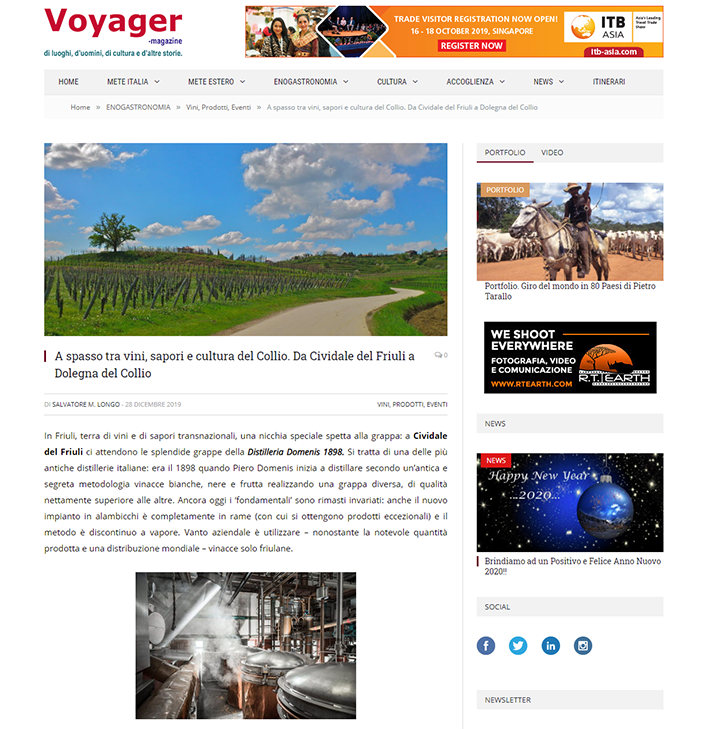 2019 dicembre 28: VOYAGER-magazine.it – A spasso tra vini, sapori e cultura del Collio. Da Cividale del Friuli a Dolegna del Collio