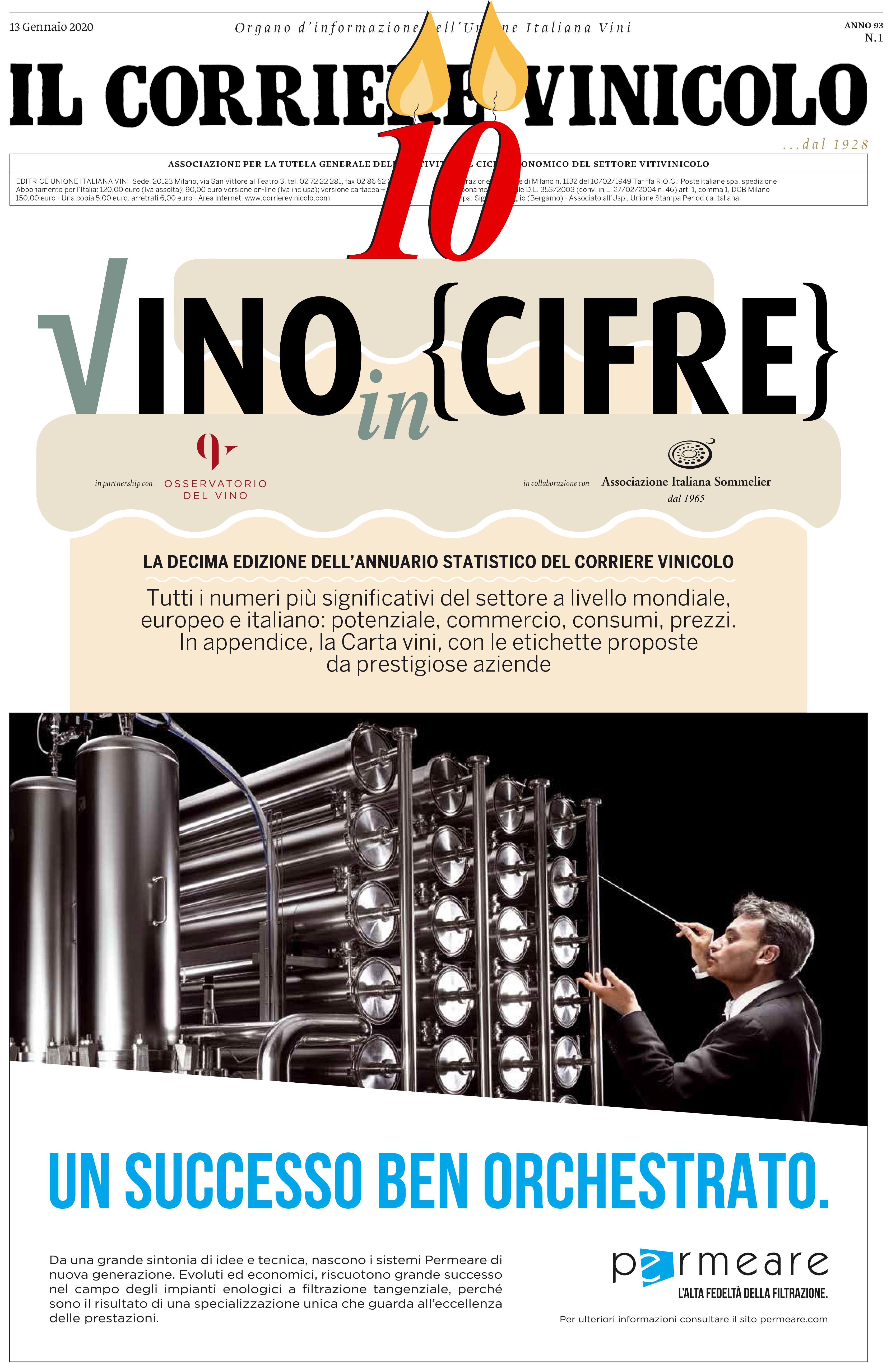 2020 gennaio 13: Il Corriere Vinicolo Speciale 10° edizione