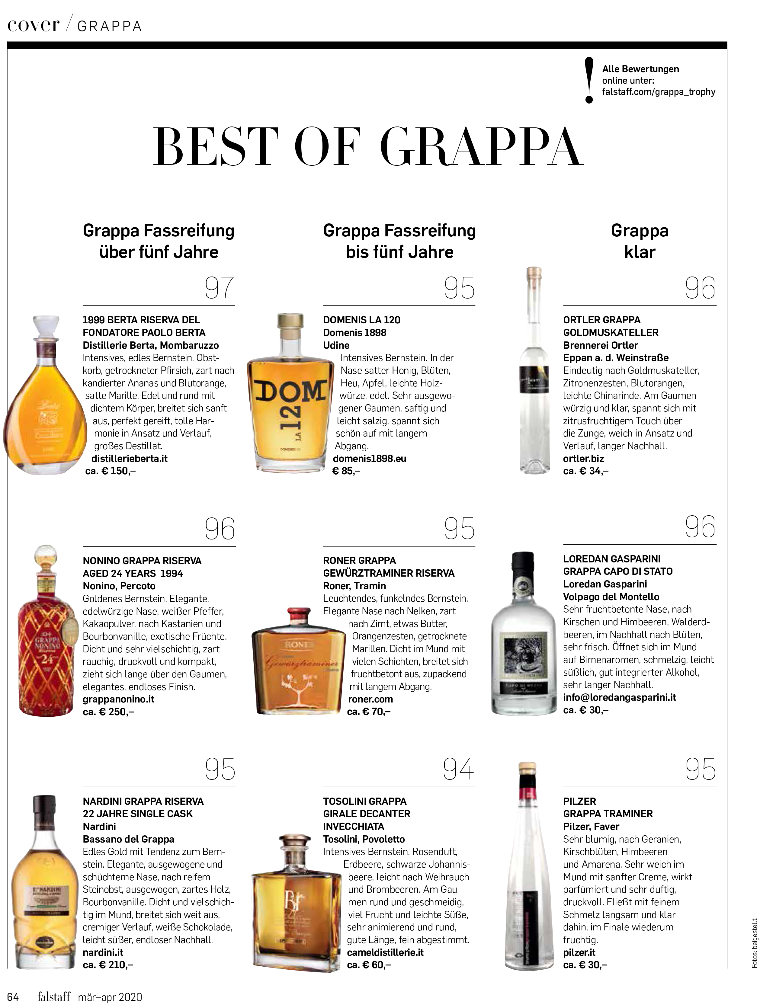 2020 marzo-aprile: Falstaff Magazine – Best of Grappa