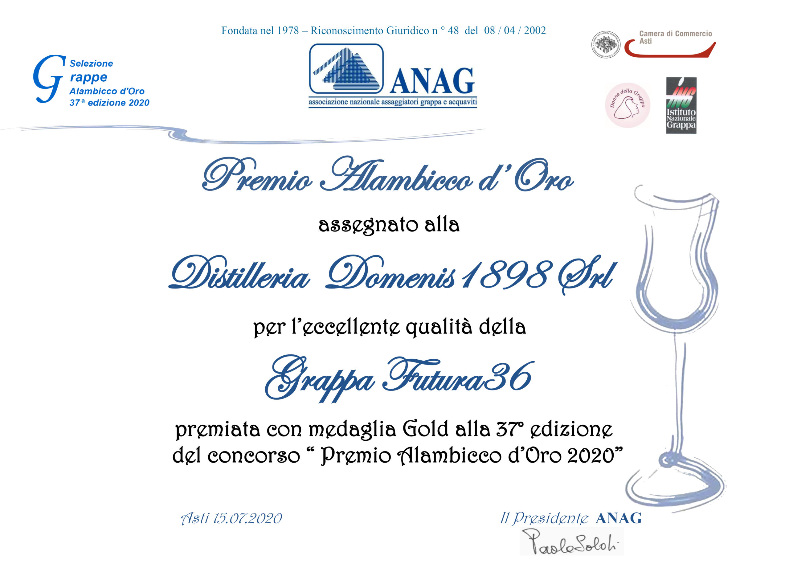 Premio Alambicco d’Oro 2020 – FUTURA36