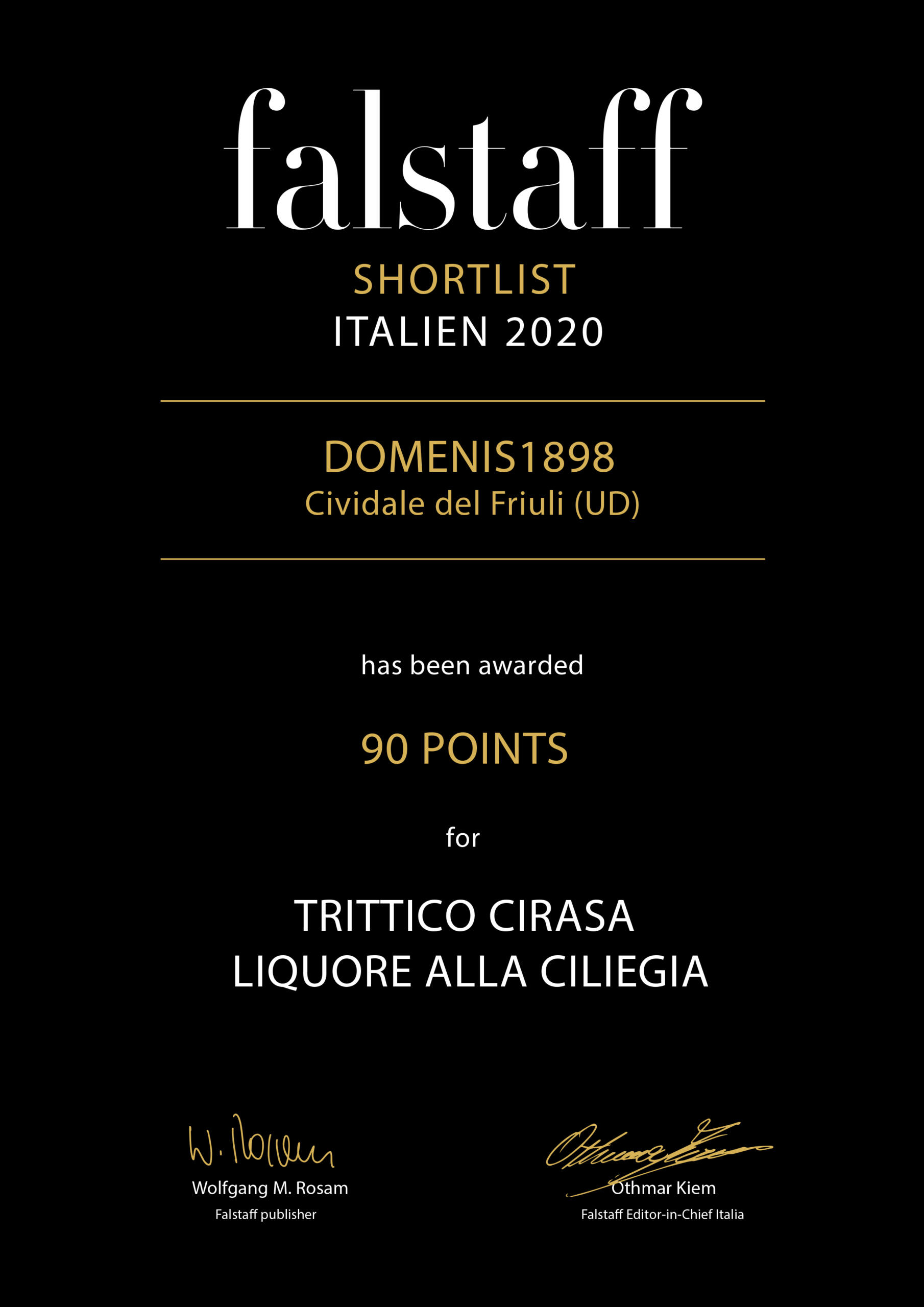 Falstaff Shortlist Italien 2020 – Trittico Cirasa