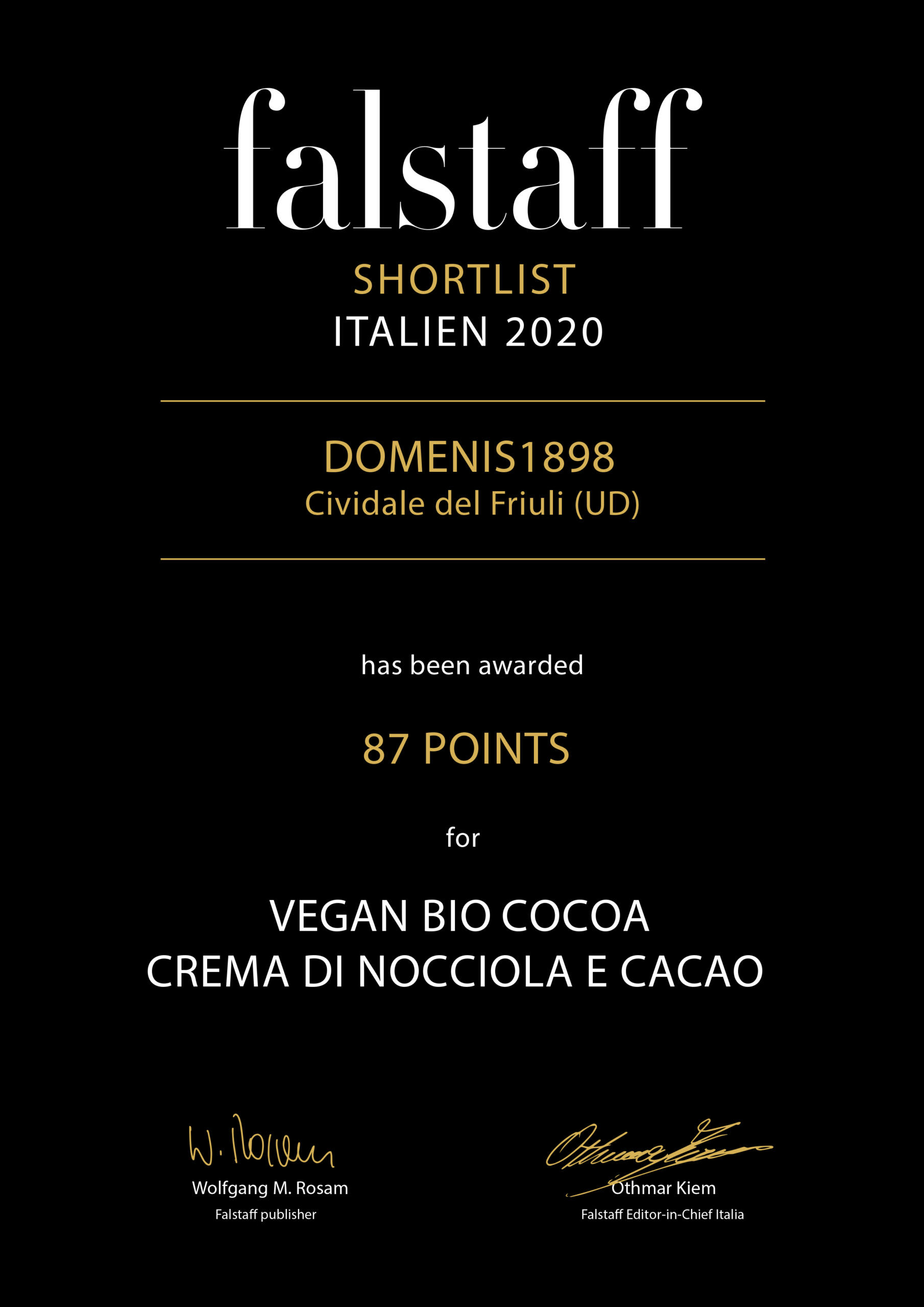 Falstaff Shortlist Italien 2020 – Vegan Cocoa