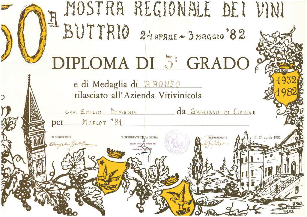 Mostra Regionale dei Vini Buttrio 1982 - Merlot '81