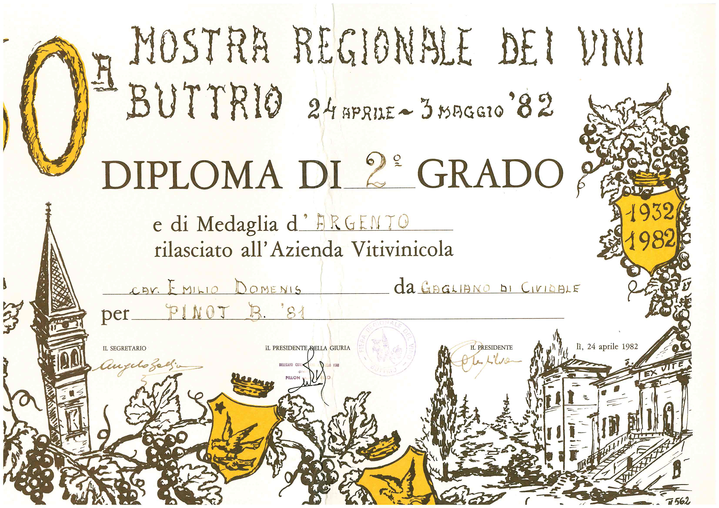 Mostra Regionale dei Vini Buttrio 1982 – Pinot Bianco ’81