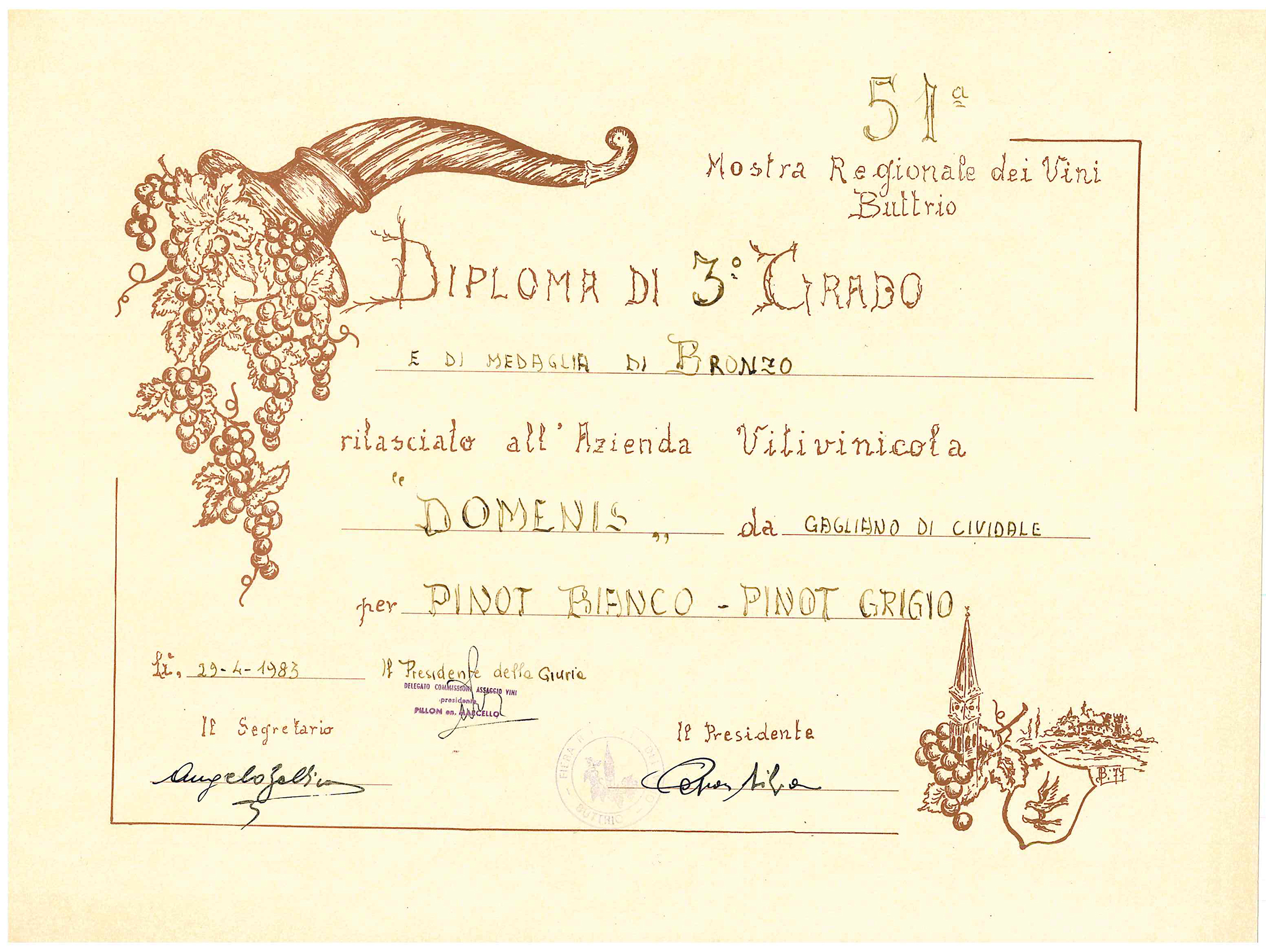 Mostra Regionale dei Vini Buttrio 1983 – Pinot Bianco e Pinot Grigio