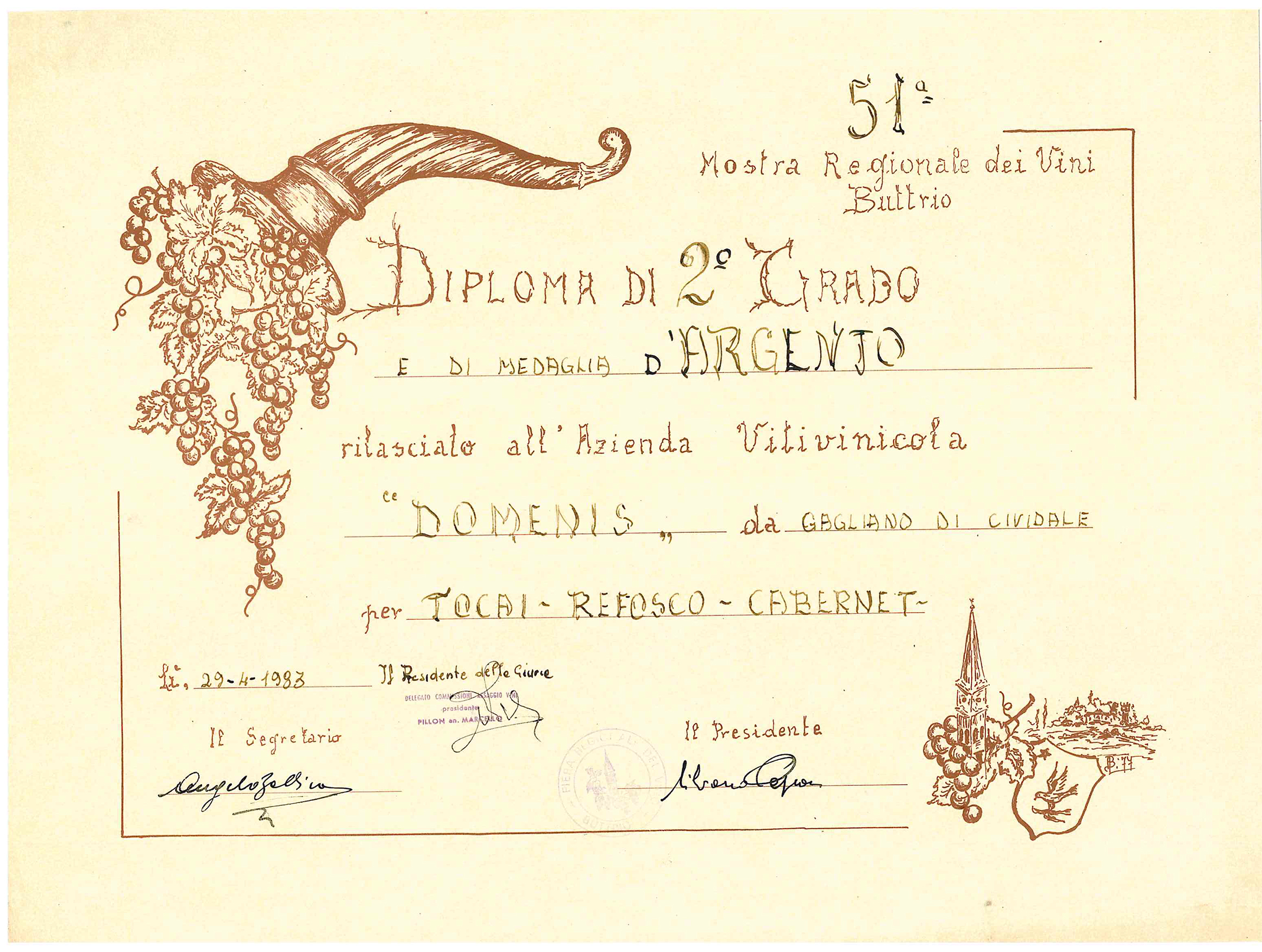 Mostra Regionale dei Vini Buttrio 1983 – Tocai, Refosco e Cabernet