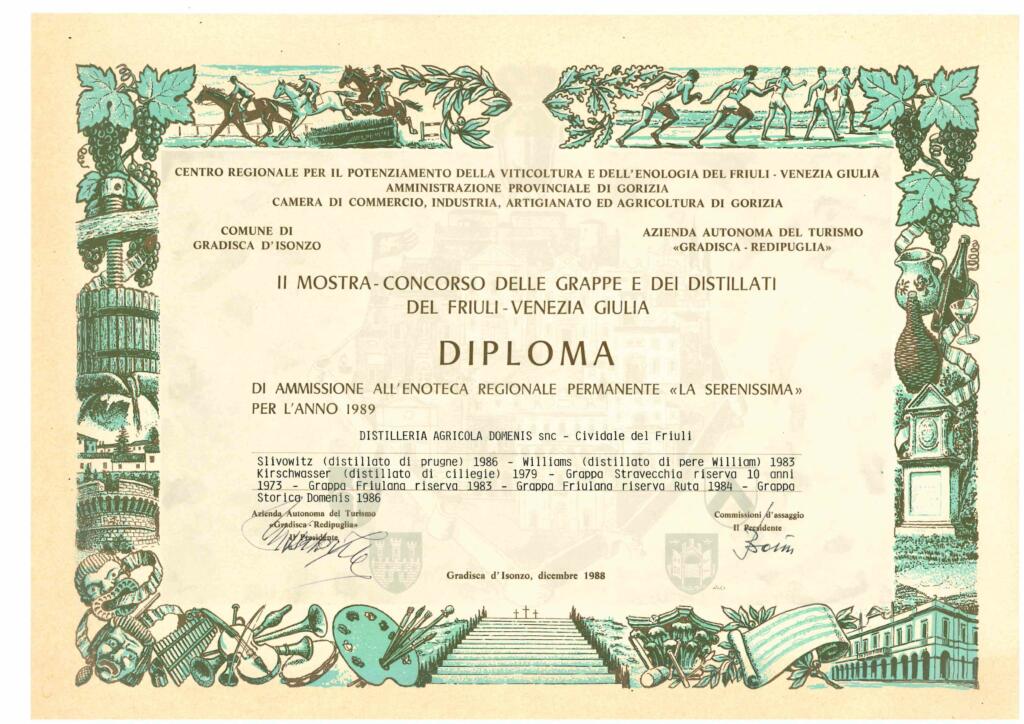 2° Mostra Concorso delle Grappe e dei Distillati del Friuli-Venezia Giulia 1988