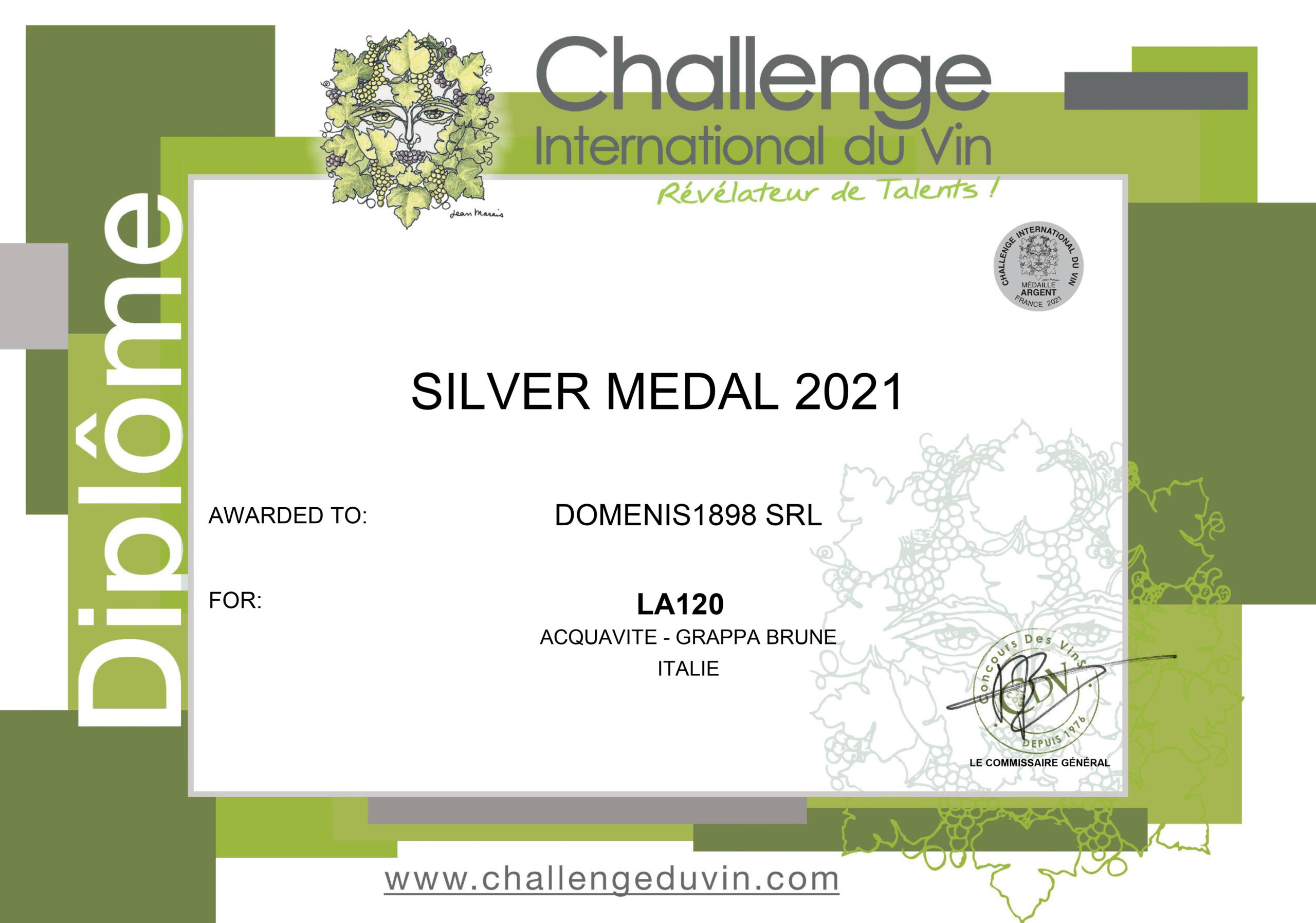 Challenge International du Vin 2021 – Médaille Argent – La120