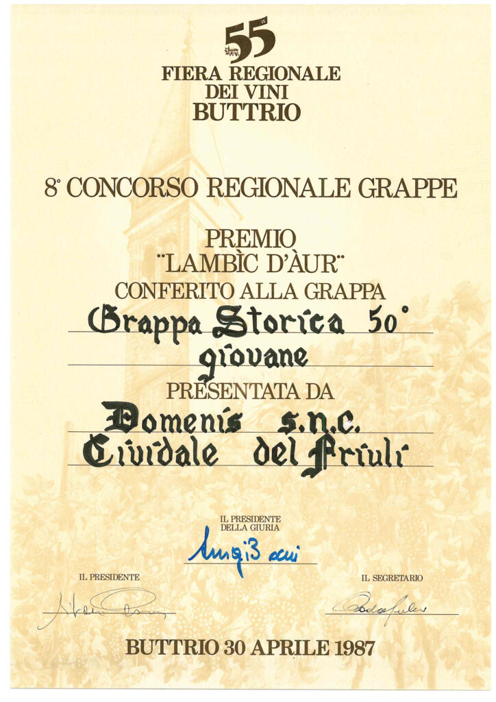 Fiera Regionale dei Vini di Buttrio 1987 - Grappa Storica 50° giovane