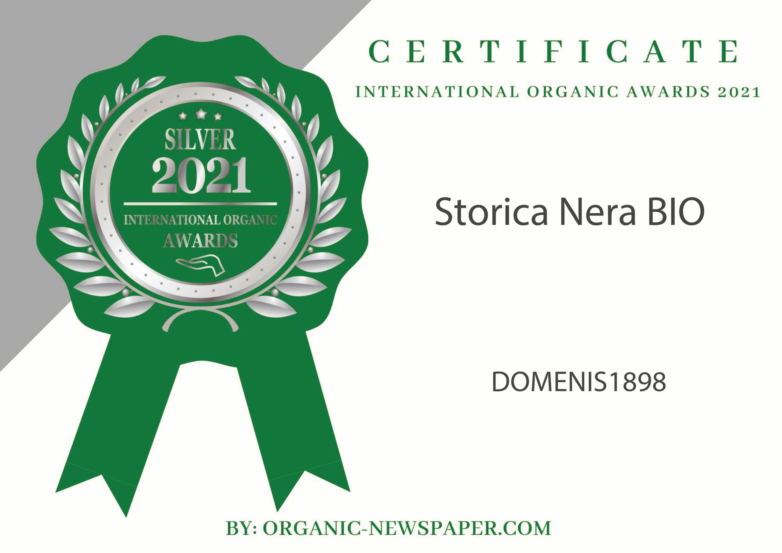 International Organic Awards 2021 – Silver Winner – Storica Nera BIO