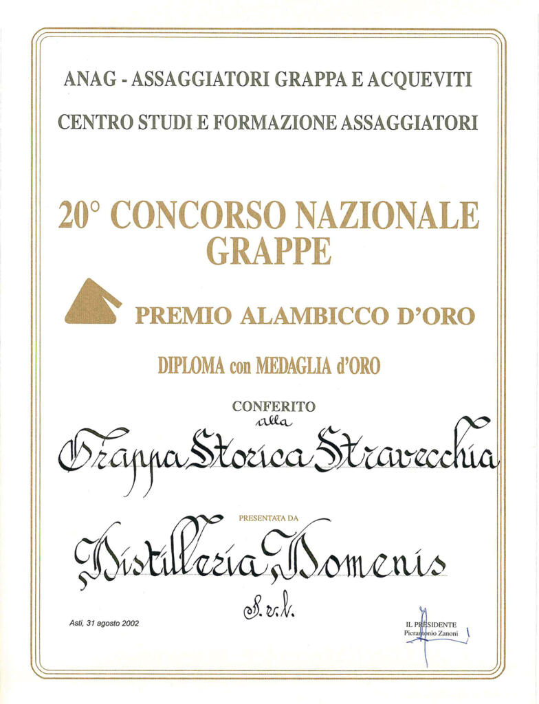 Premio Alambicco d'Oro 2002 - Grappa Storica Stravecchia