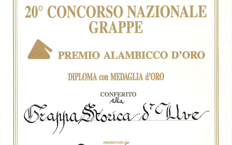 Premio Alamcicco d’Oro 2002 – Grappa Storica d’Uve
