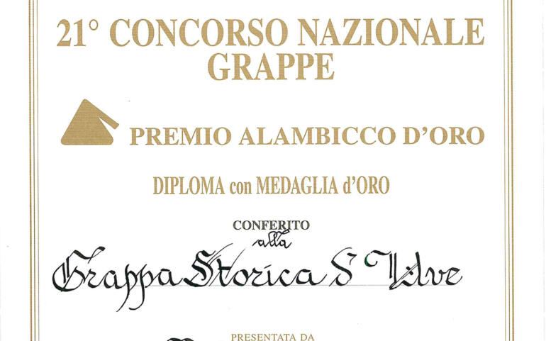 Premio Alambicco d’Oro 2003 – Grappa Storica d’Uve