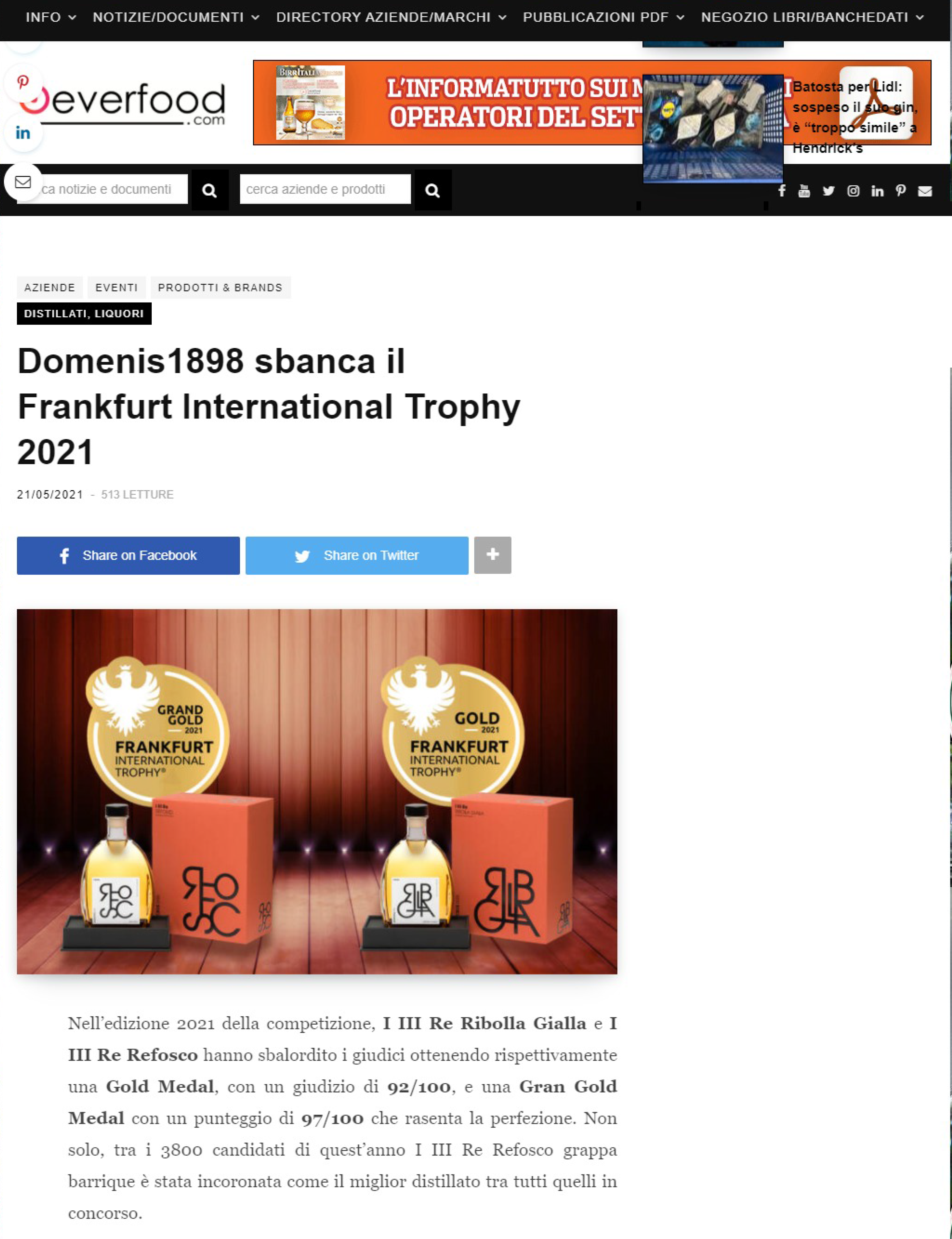 2021 maggio 21: Beverfood.com – DOMENIS1898 sbanca il Frankfurt International Trophy 2021