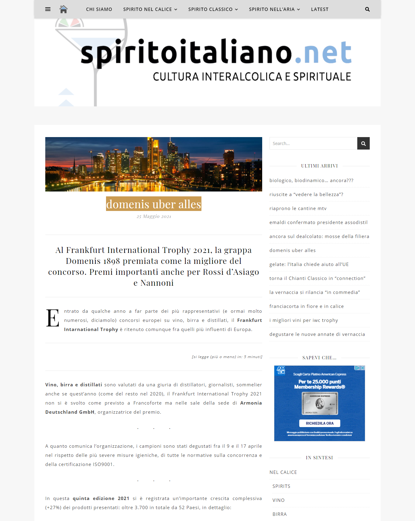 2021 maggio 25: Spiritoitaliano.net – Domenis uber alles