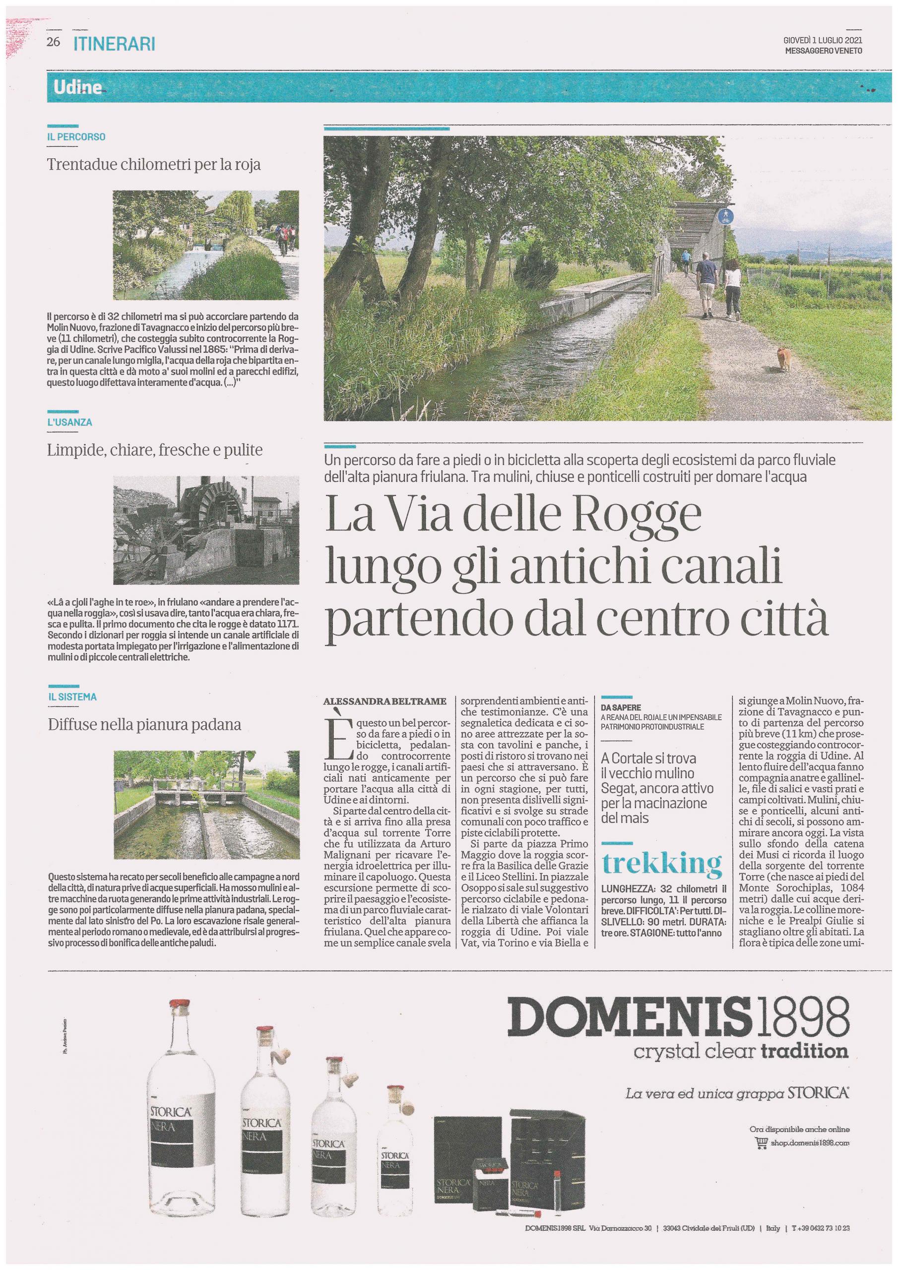 2021 luglio 01: Messaggero Veneto – 15 Itinerari nascosti del Friuli-Venezia Giulia