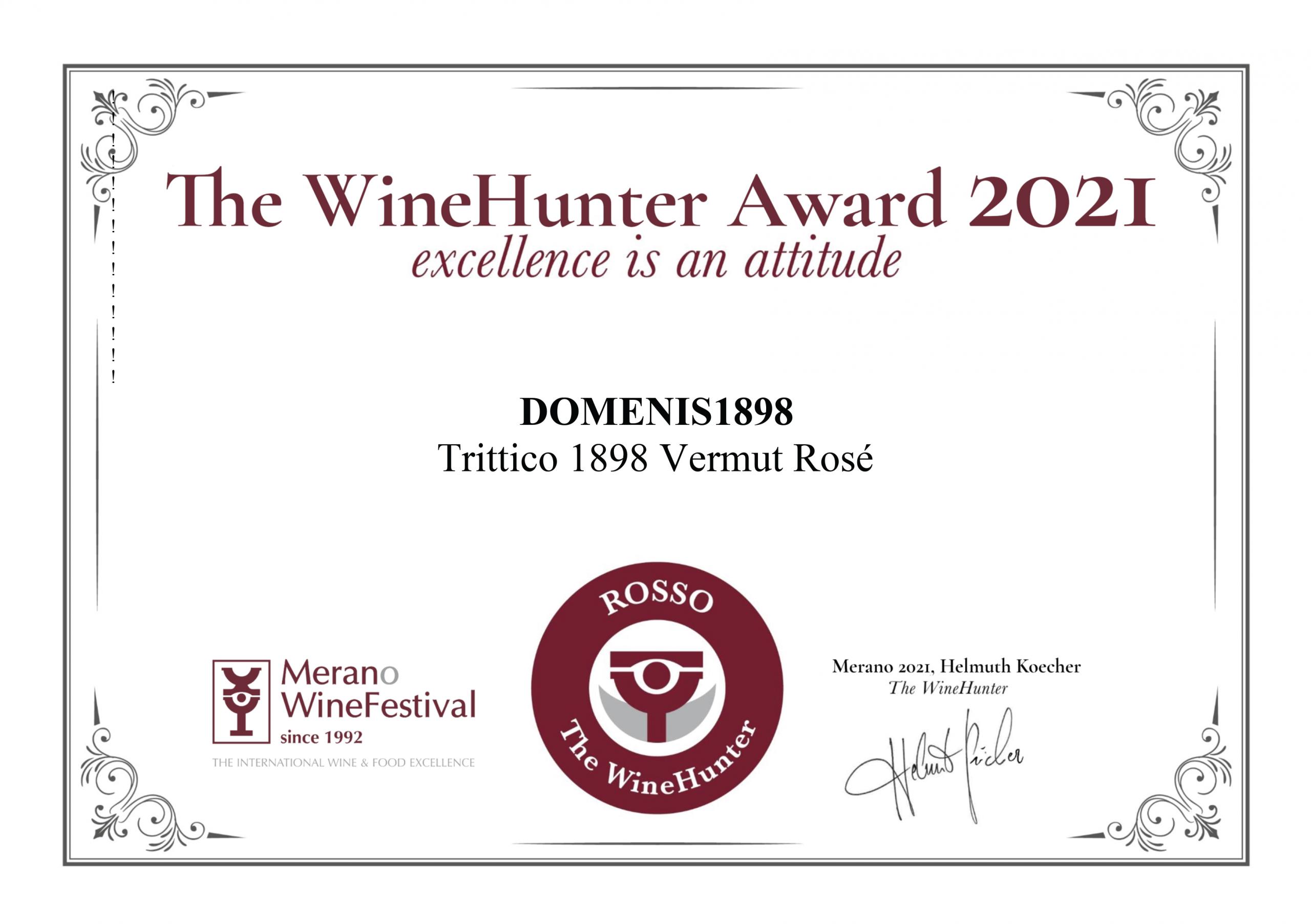 The WineHunter Award 2021 – Premio Rosso – Trittico 1898 Vermut Rosé