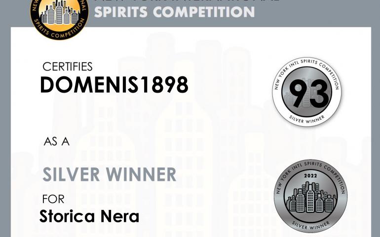 New York Intl Spirits Competition 2022 – Silver Winner – Storica Nera