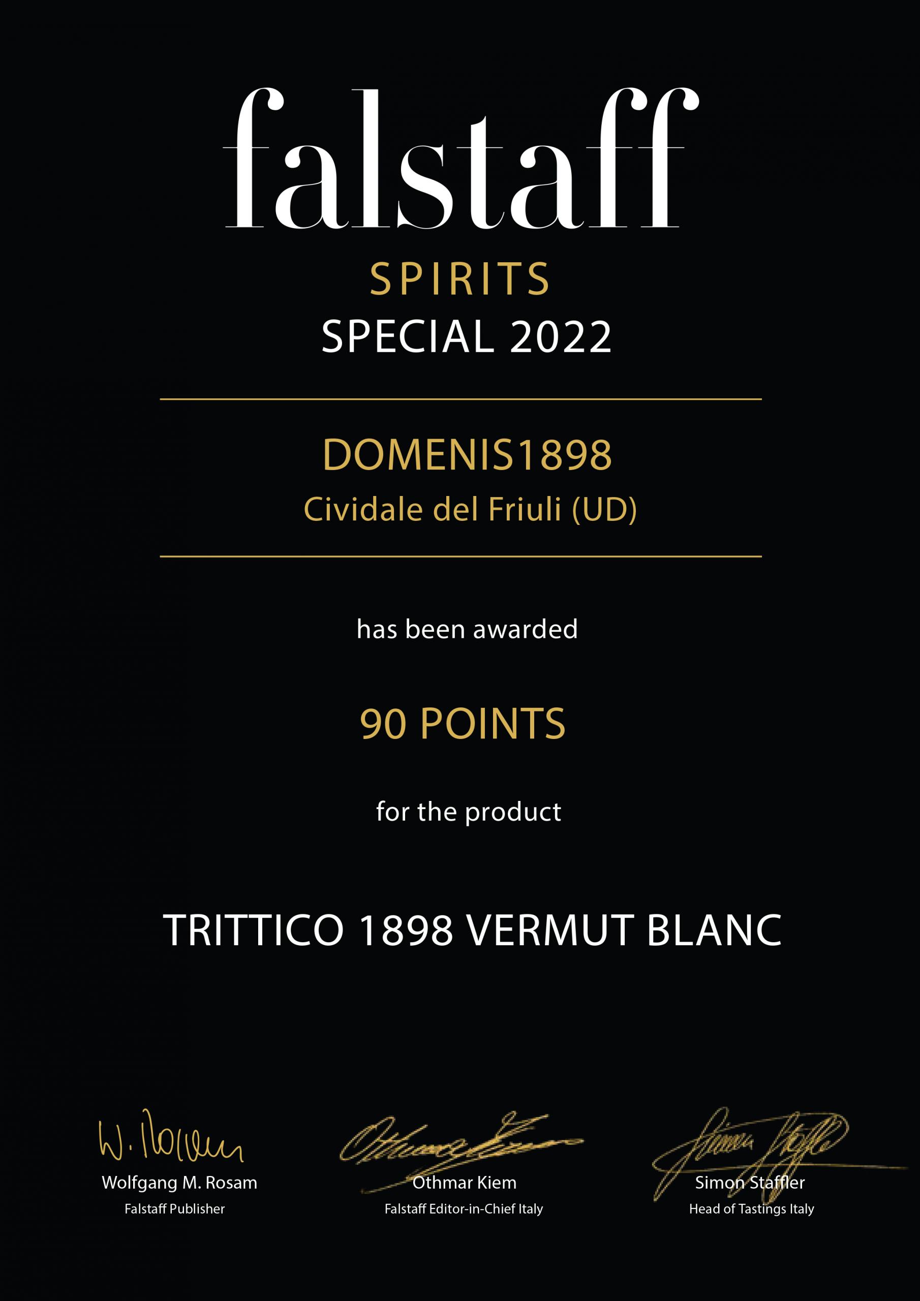 Falstaff Spirits Special 2022 – Trittico 1898 Vermut Blanc
