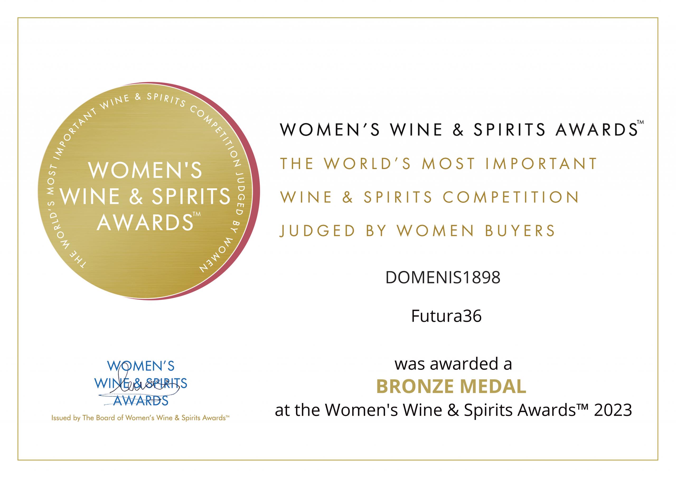 Women’s Wine & Spirit Awards 2023 – Bronze Medal – Futura36