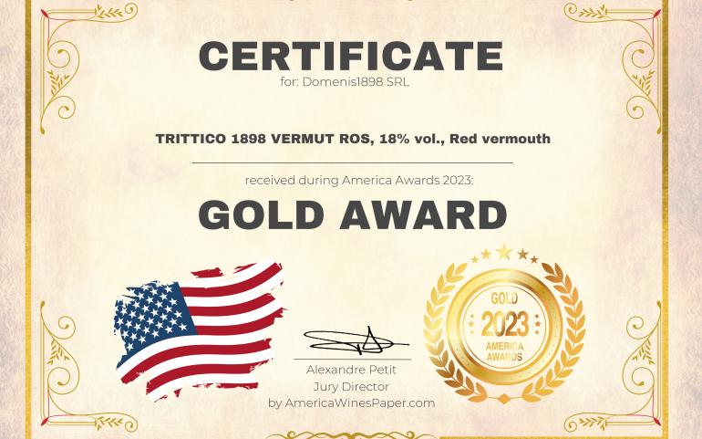 America Awards 2023 – Gold Medal – Trittico 1898 Vermut Ros