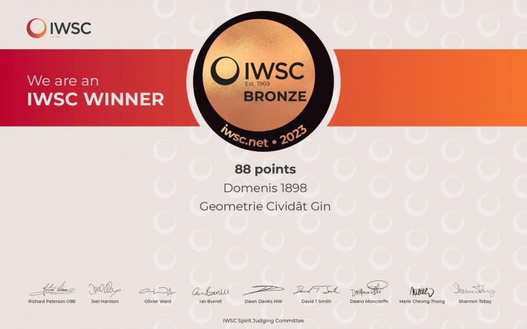 International Wine Spirits Competition 2023 – Bronze Medal – Geometrie Cividât