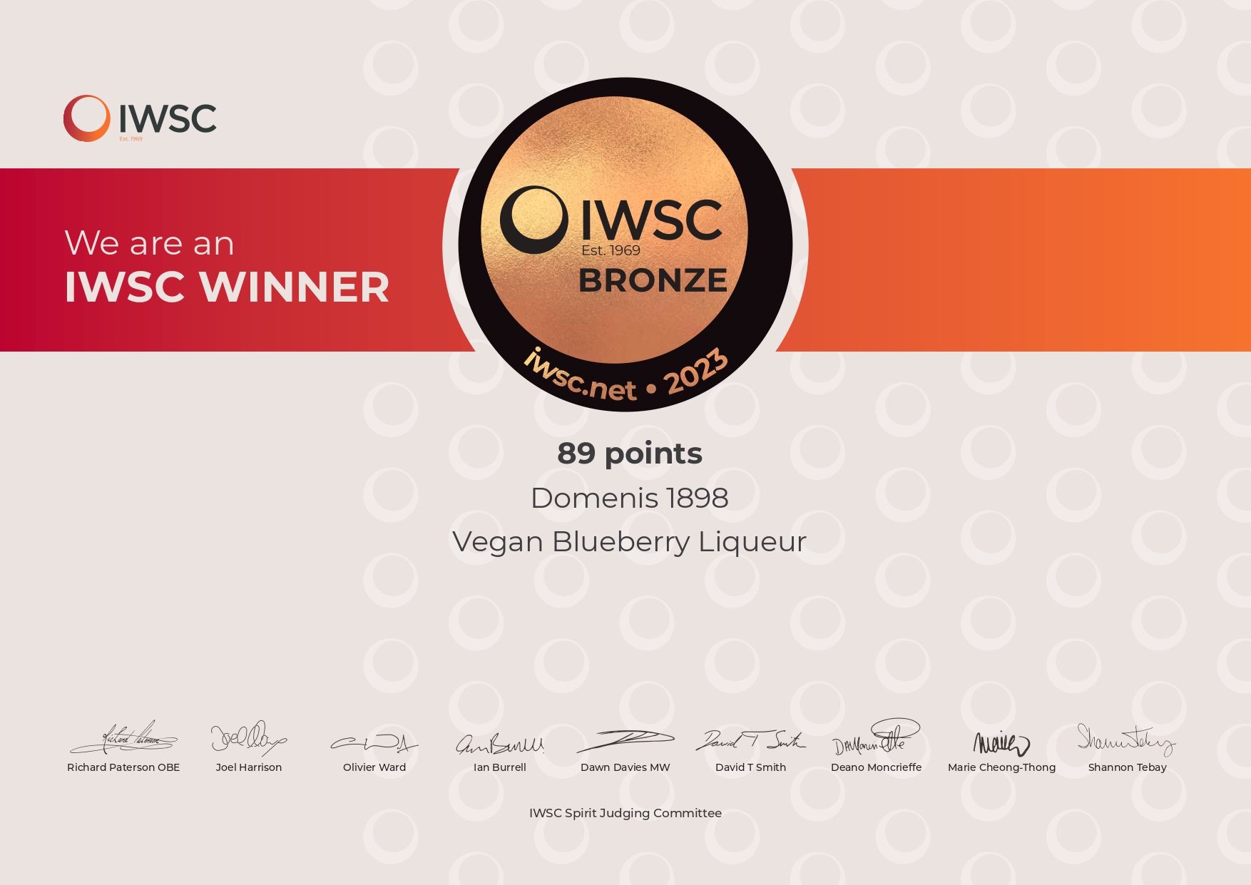 International Wine Spirits Competition 2023 – Bronze Medal – Vegan Blueberry