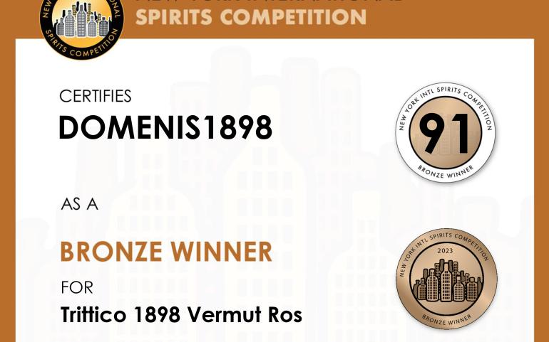 New York Intl Spirits Competition 2023 – Bronze Winner – Trittico 1898 Vermut Ros
