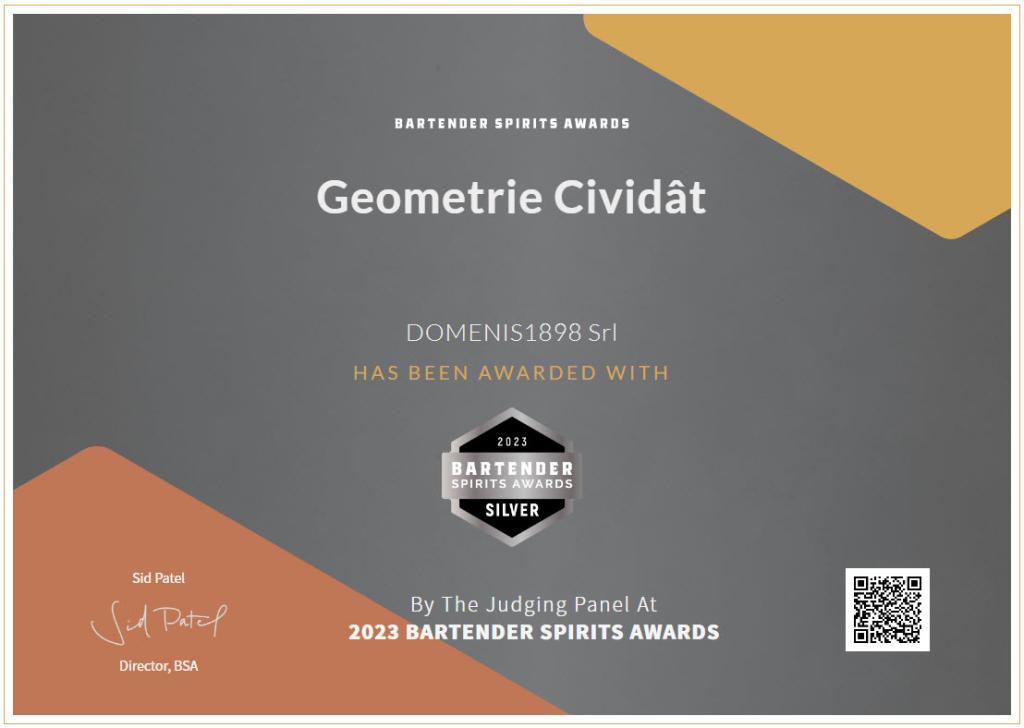 Bartender Spirits Awards 2023 - Silver Award - Geometrie Cividât