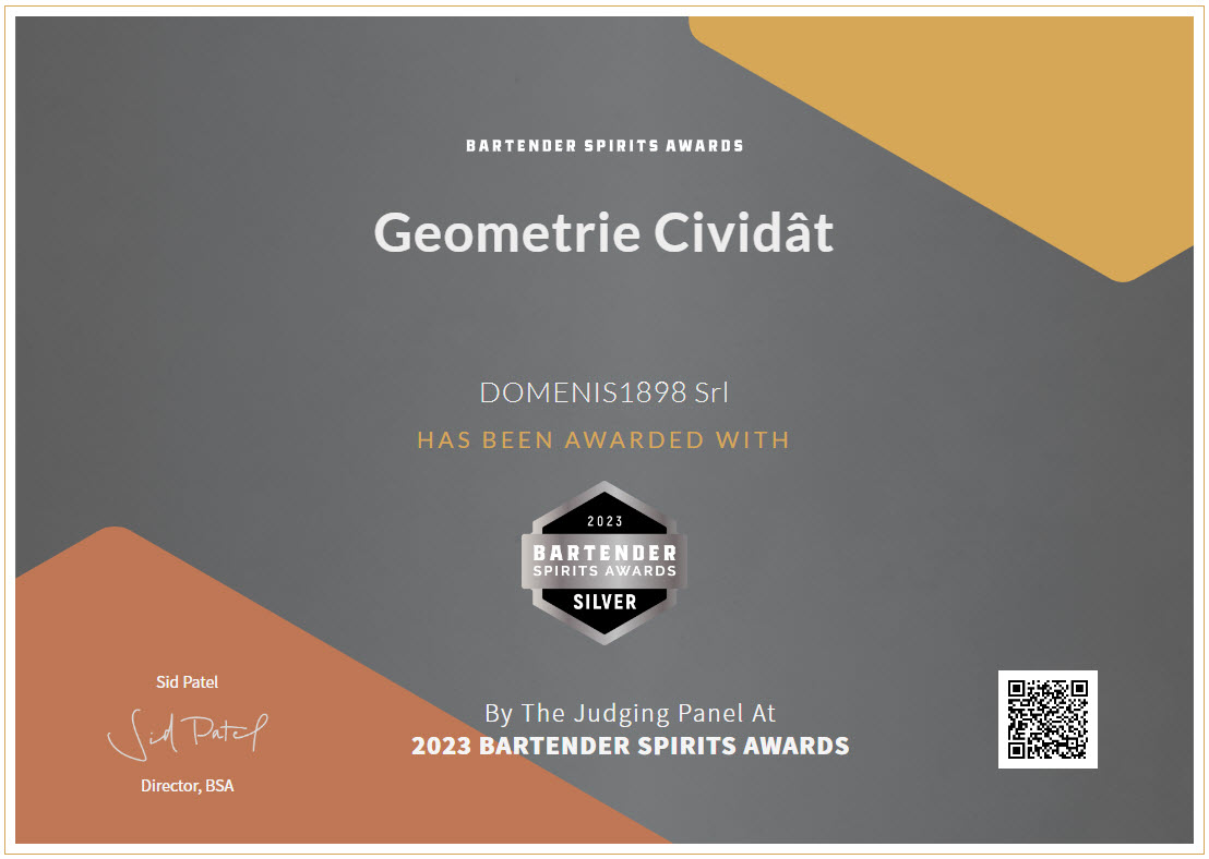 Bartender Spirits Awards 2023 – Silver Award – Geometrie Cividât