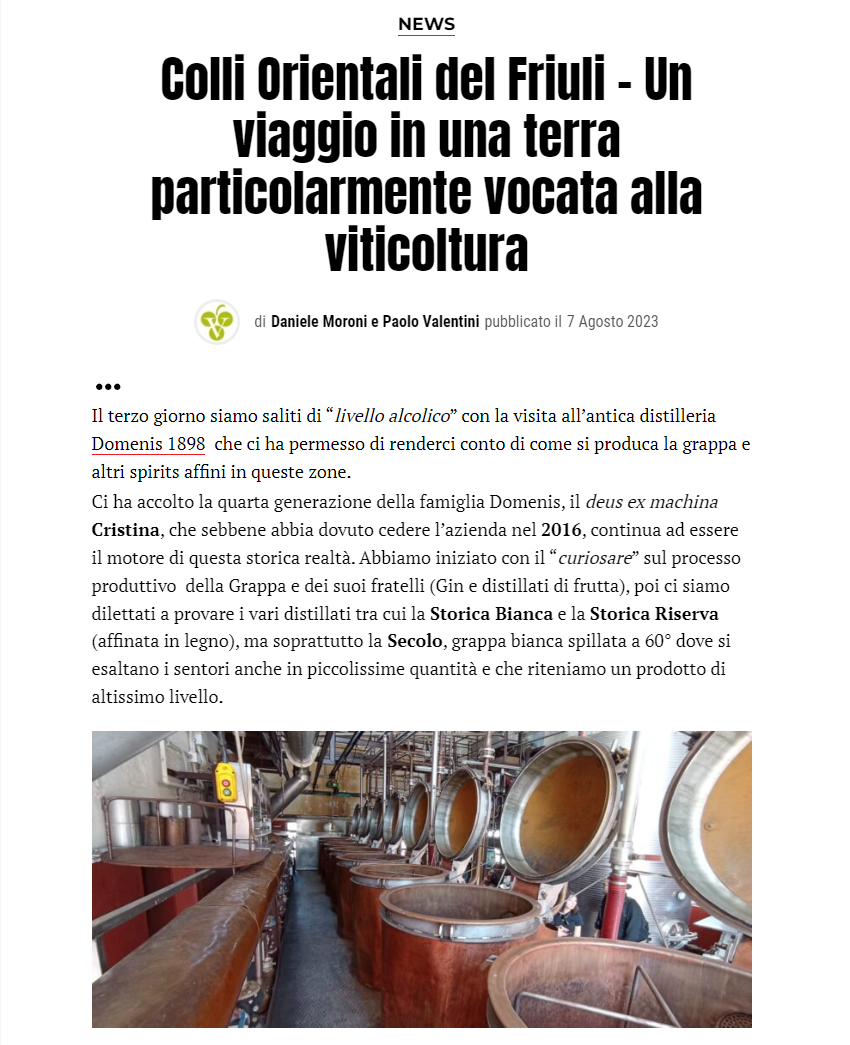 2023 agosto 07: Vinodabere.it – Colli Orientali del Friuli – Un viaggio in una terra particolarmente vocata alla viticoltura