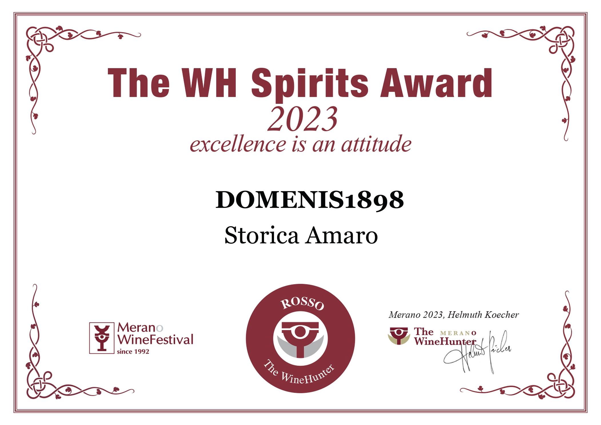 The WineHunter Award 2023 – Rosso Award – Storica Amaro