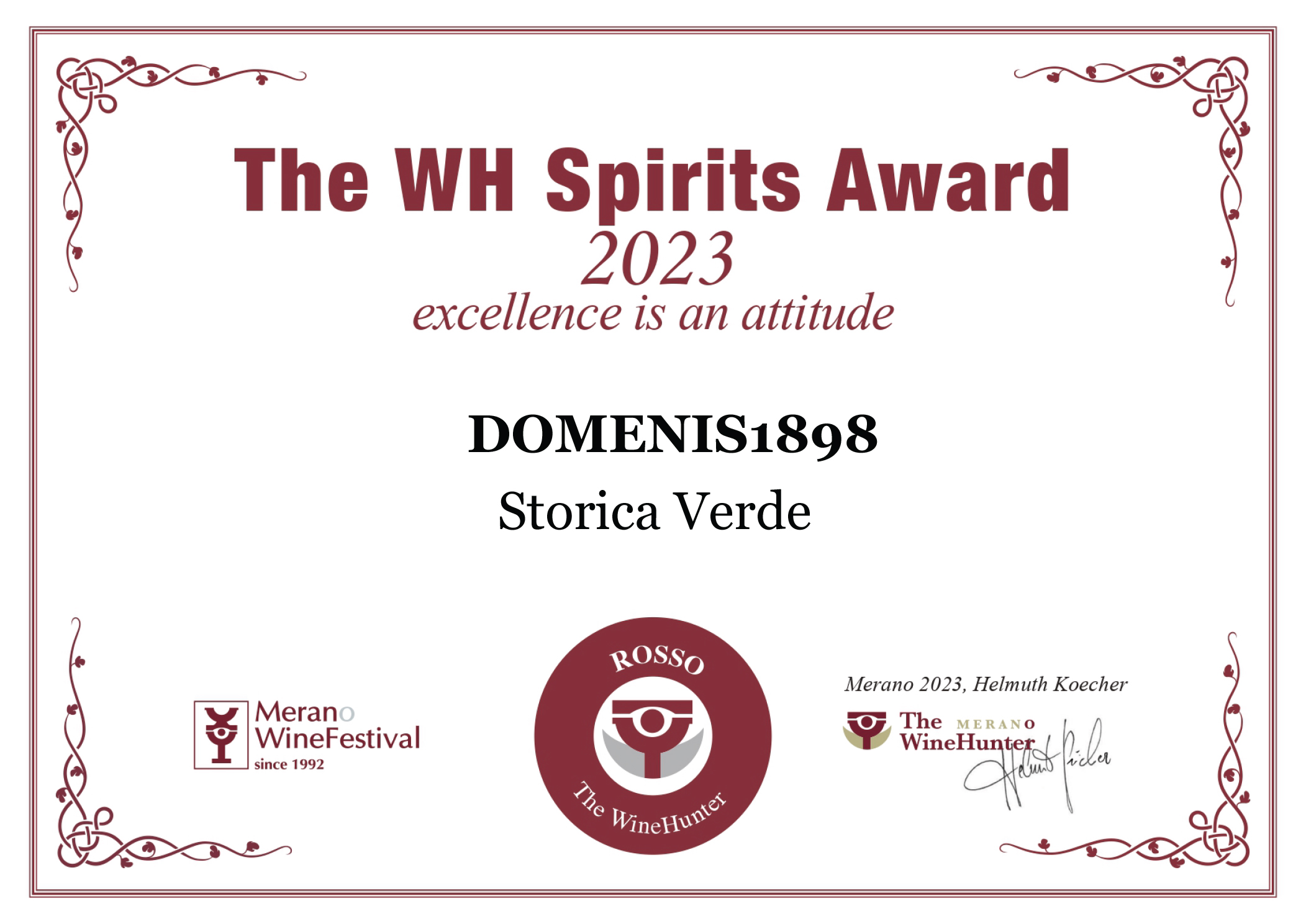 The WineHunter Award 2023 – Gold Award – Storica Verde