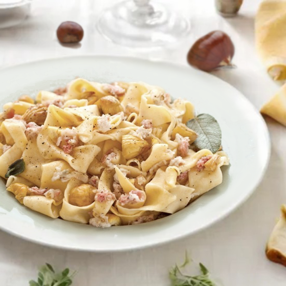 PAPPARDELLE AL LARDO E CASTAGNE