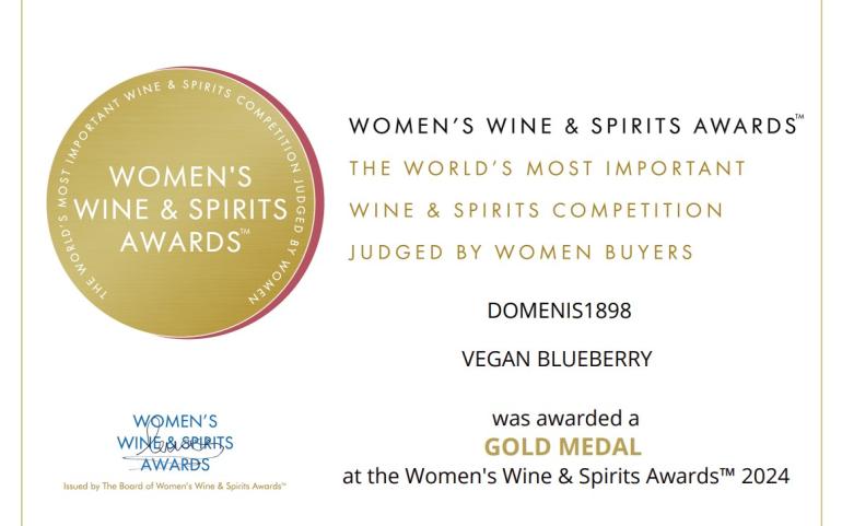 Women’s Wine & Spirit Awards 2024 – Gold Medal – Vegan Blueberry