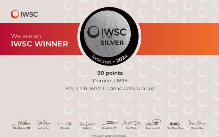IWSC Winner 2024 – Silver 90 Points – Storica Riserva Cognac Cask